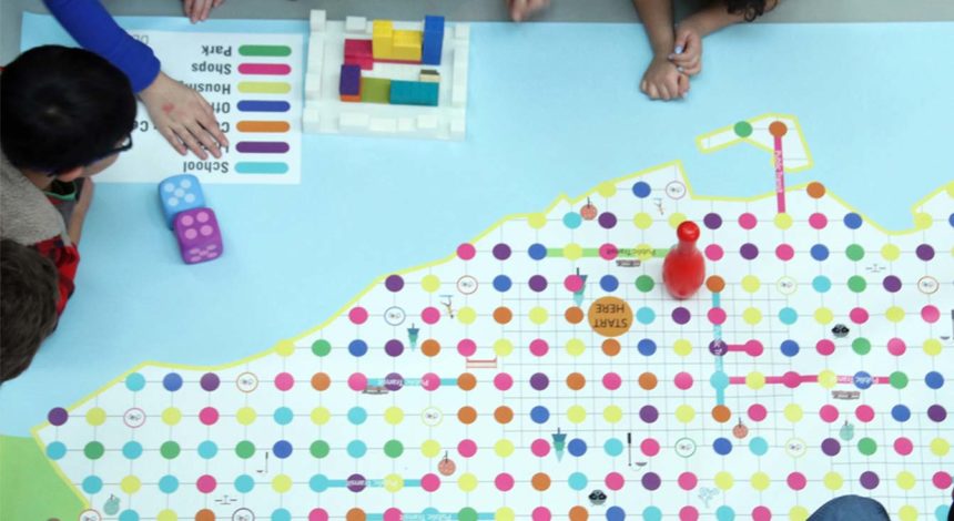 A board game that teaches children to build cities