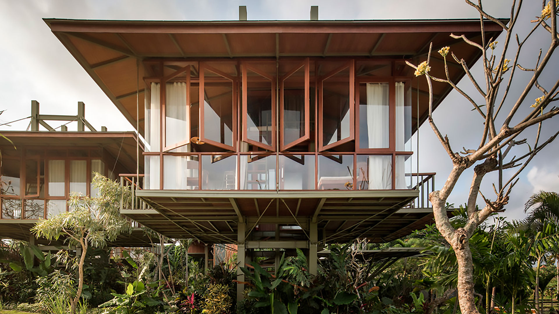 Prefabricated modular houses on stilts in Bali