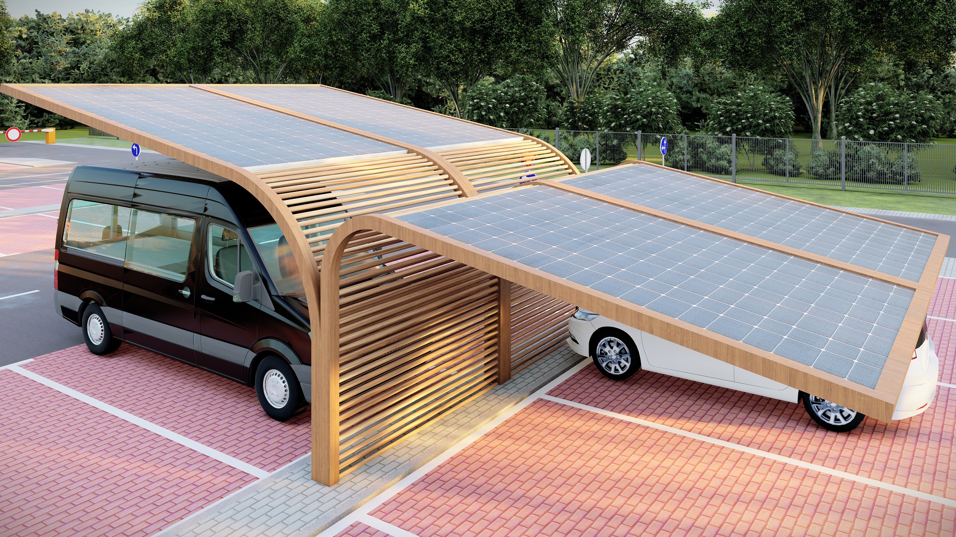 Car parks as small-scale solar power plants