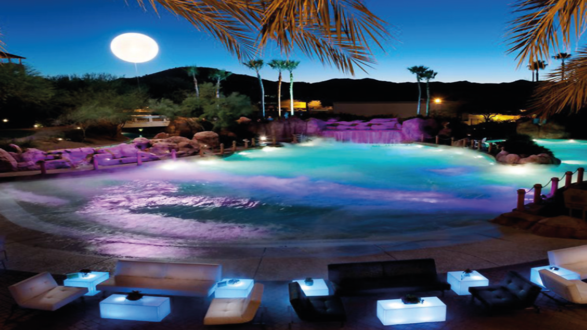 Colorful baths in a water park