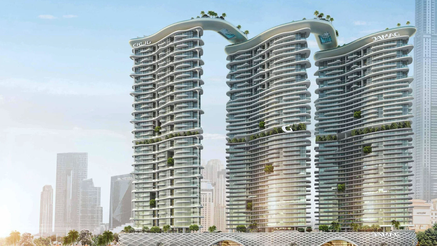 Oceanic theming for a triple residential tower, Dubai