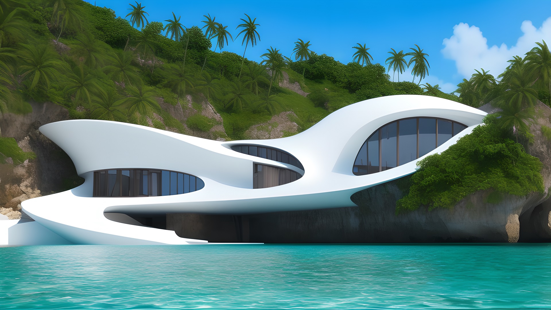 Hanging villa over the sea