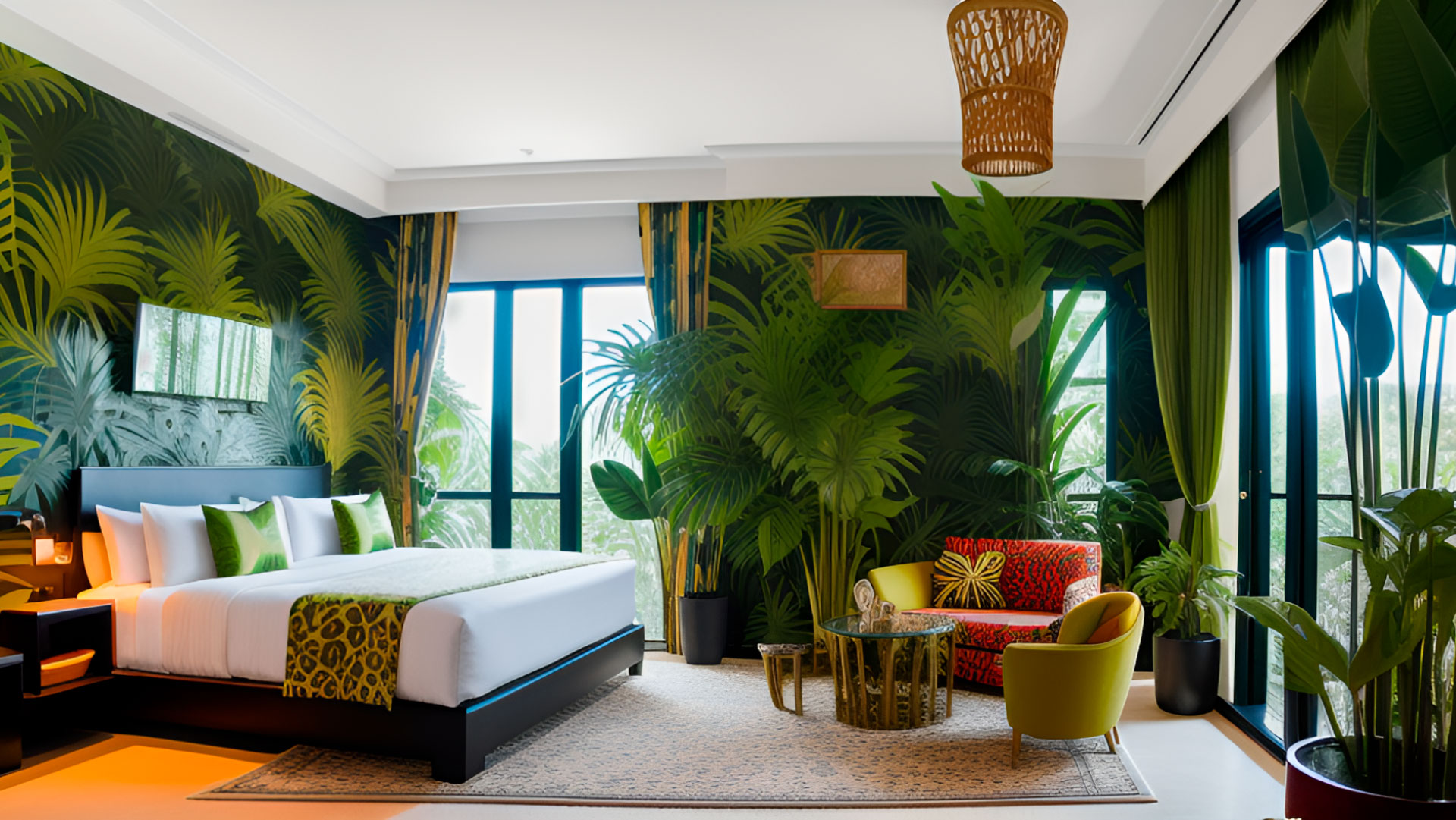 Interior design: a jungle hotel room