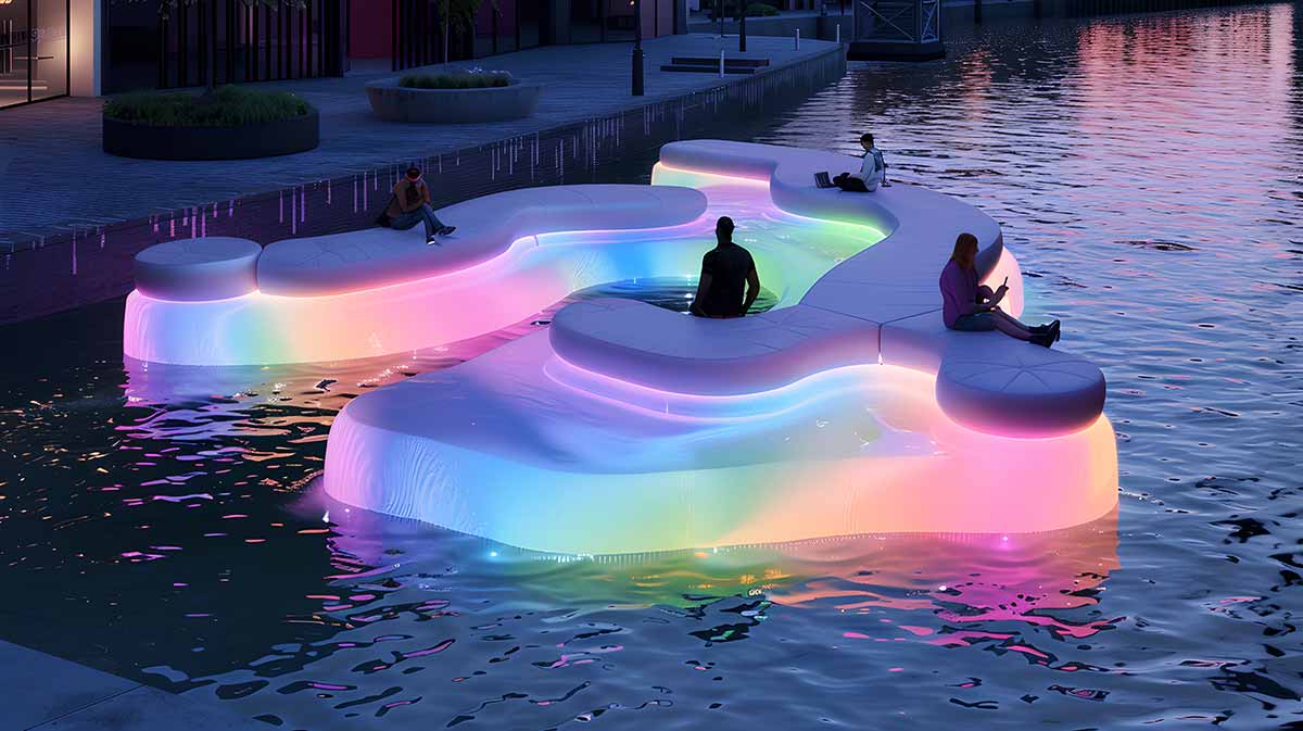 Floating bench for aquatic environments