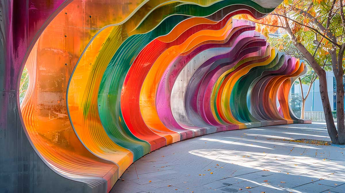 Multi-coloured street furniture