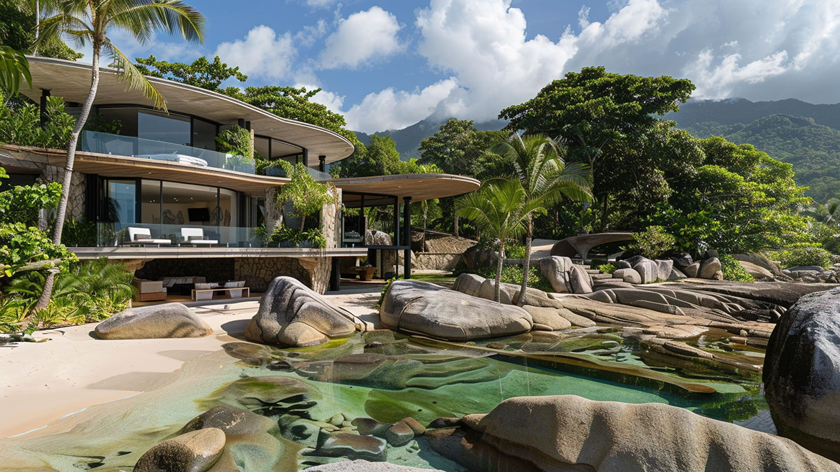 Architecture and environment, luxury villa and nature