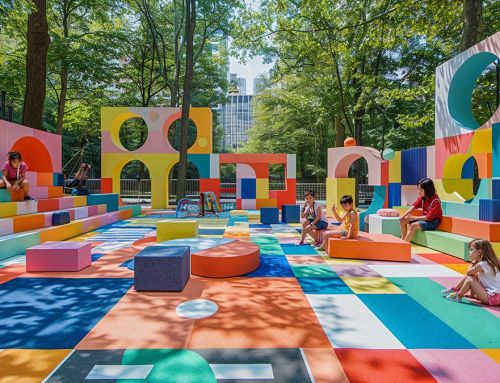 Bright colours and geometric patterns in playground design