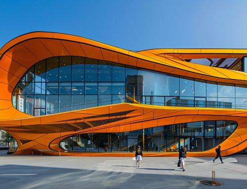 Orange colour and fluidity for a library’s architecture