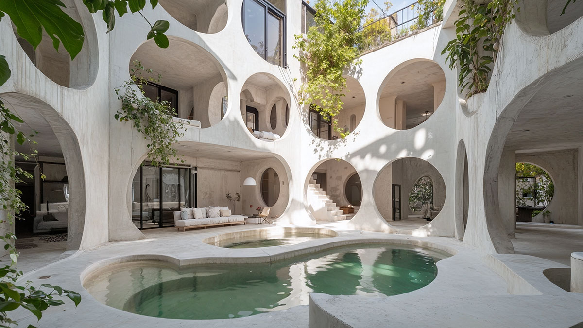 Tribute to the circle, architecture of a villa