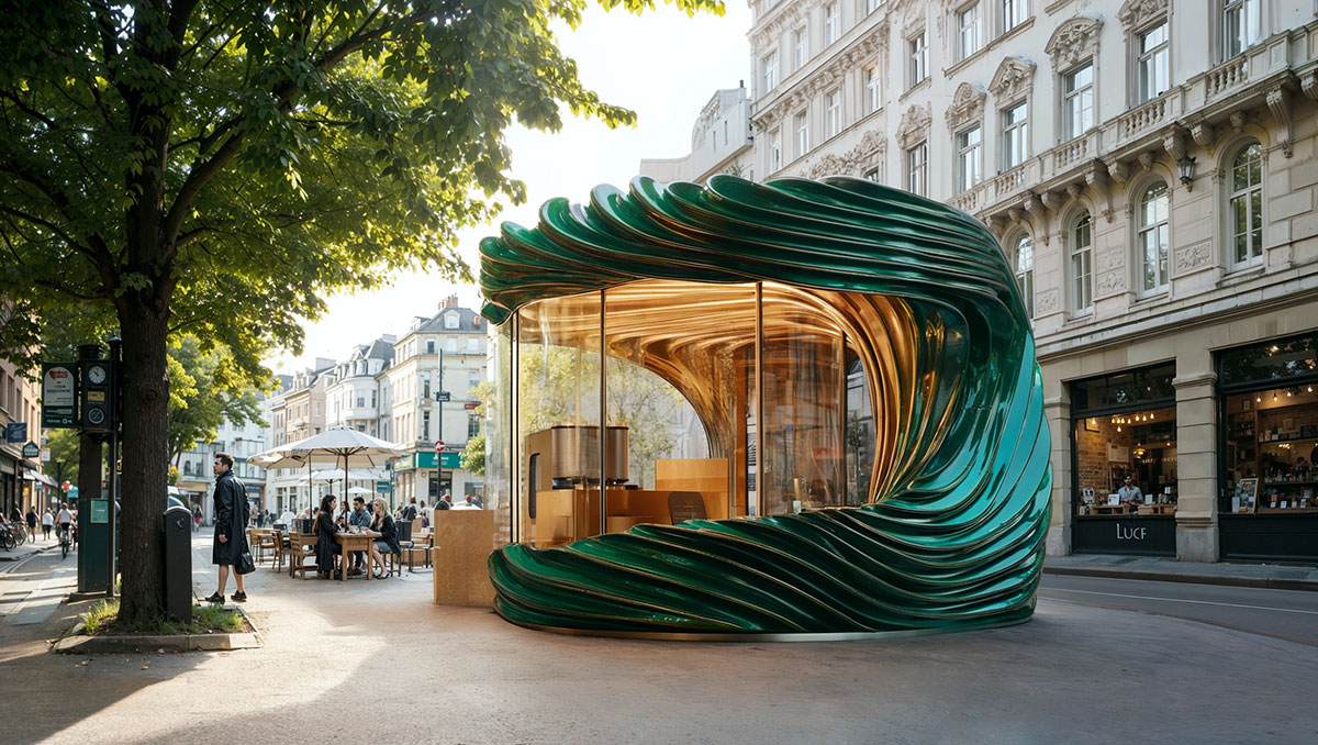 A street kiosk of pure design