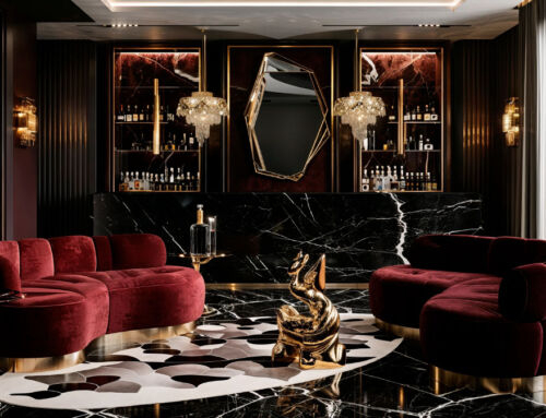 A luxurious velvet and marble lounge