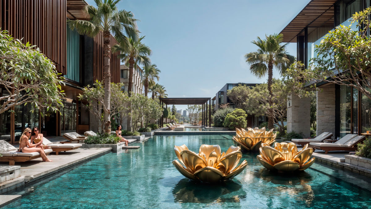 Golden Lotus, swimming pool of a dream resort hotel