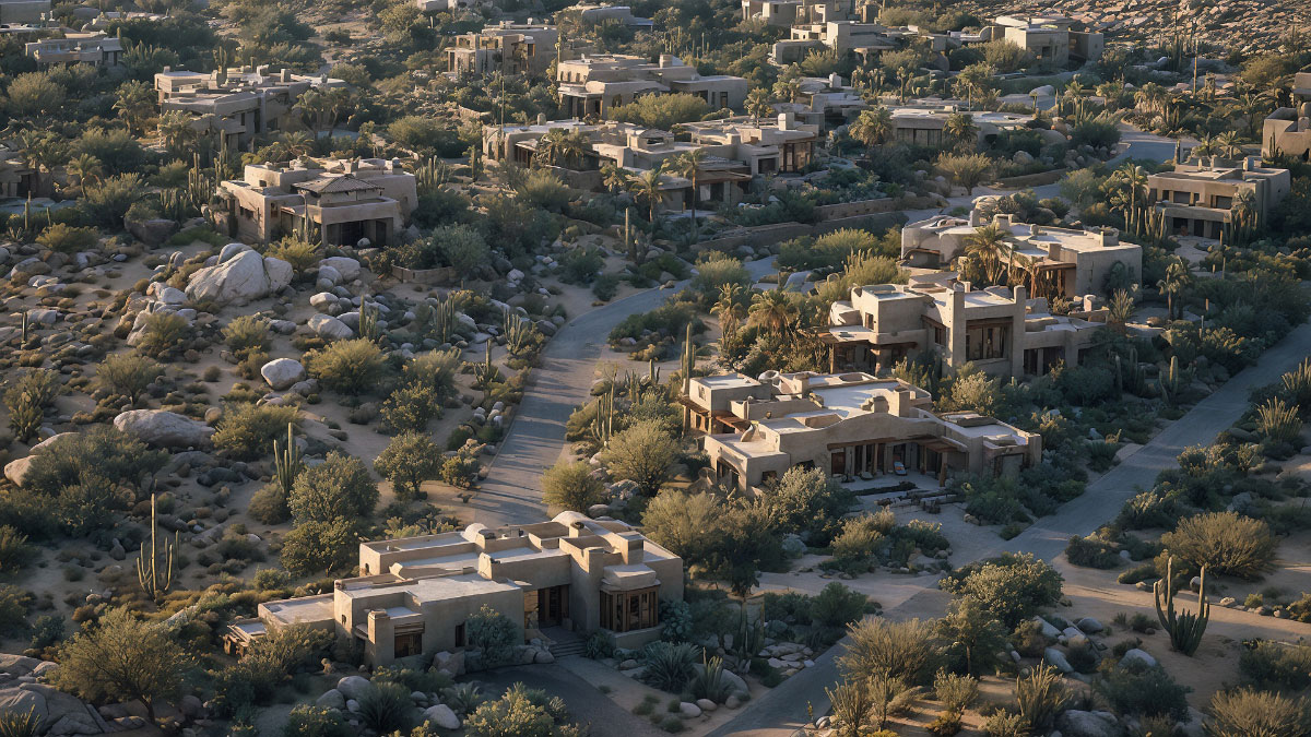 A residential development in arid lands