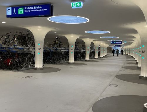 An underwater bicycle parking facility in Amsterdam