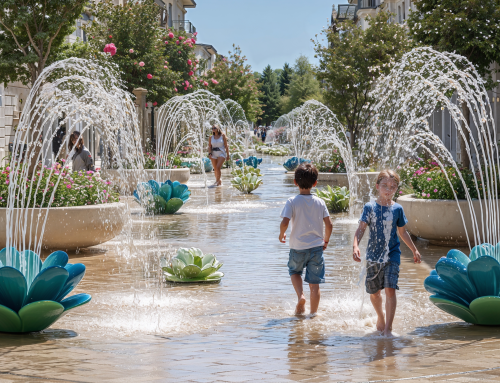 Hydraulic engineering, landscape and play, in the street