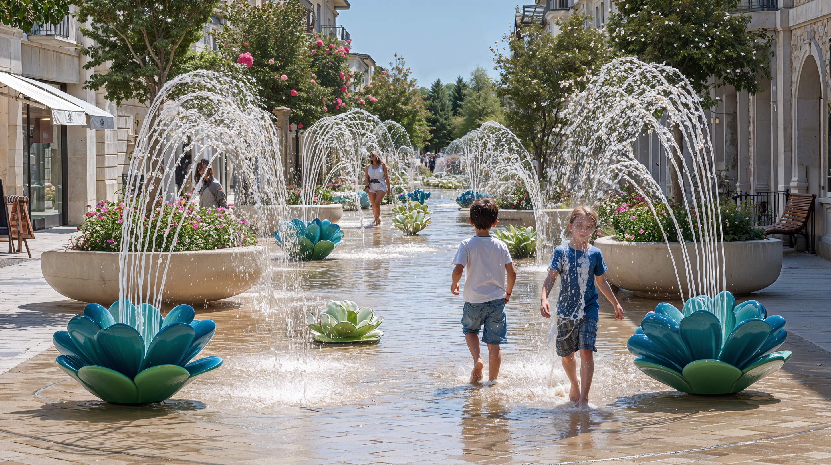 Hydraulic engineering, landscape and play, in the street