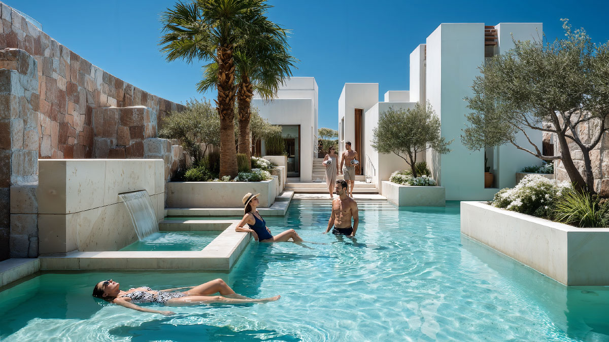 A villa with natural-style swimming pools