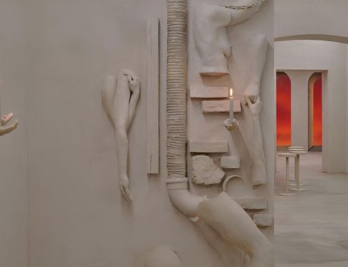 Surrealist décor in a bar in Rome, Italy