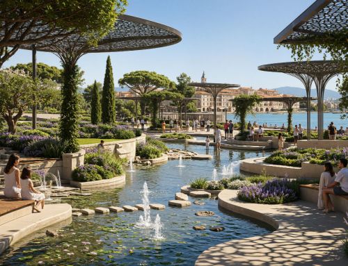 A Mediterranean-style urban park