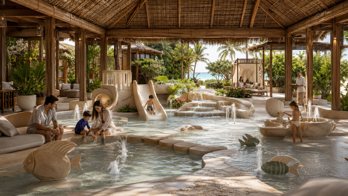 Children’s water park at a luxury resort hotel in the Maldives