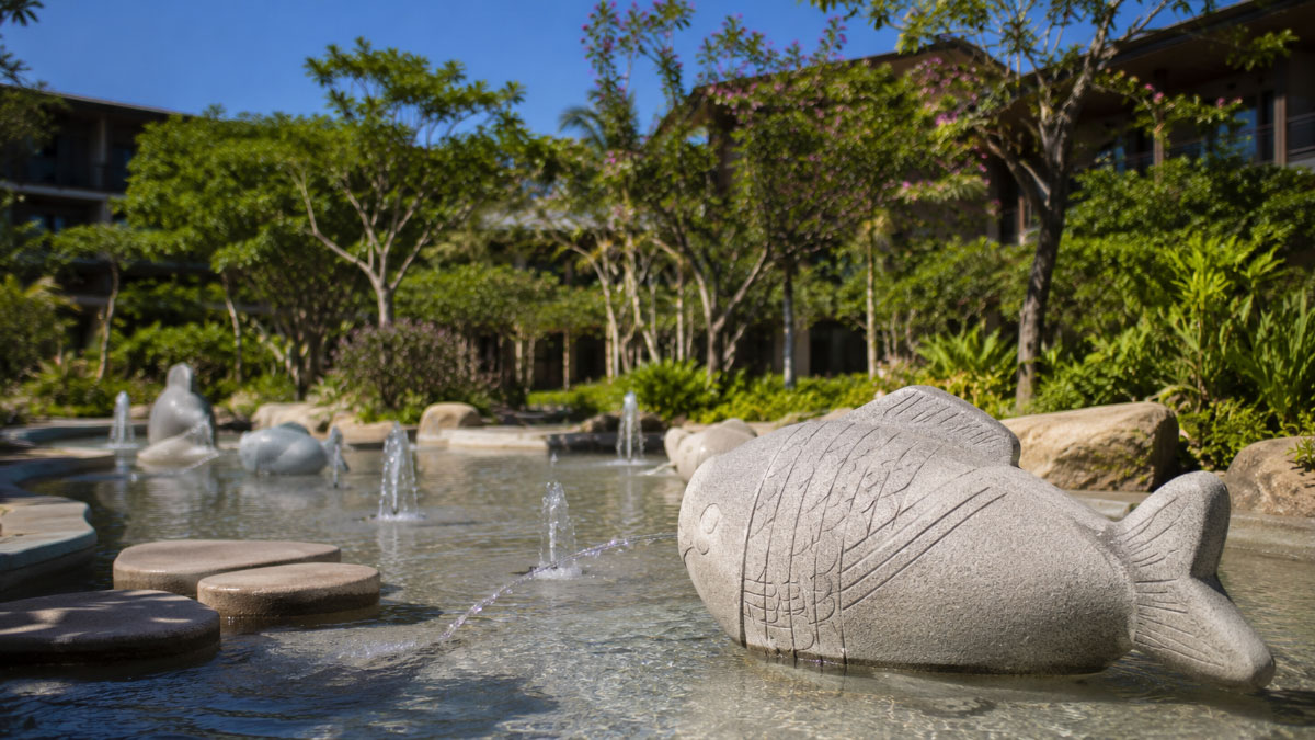 The language of the luxury resort also extends to the children’s water play areas