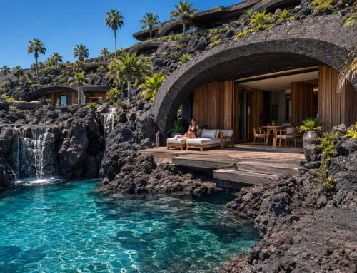 A resort set amongst lava and water