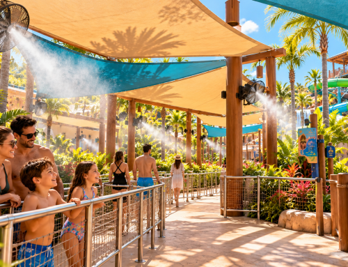 Climate, comfort and continuity in water parks and theme parks